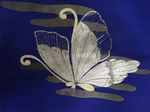 JAPANESE KIMONO / ANTIQUE NAGOYA OBI / EMBROIDERY / SHIOZE / BUTTERFLY